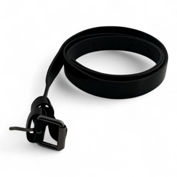 Ermanno Scervino Thin Black Patent Leather Belt Size 45 - Picture 2 of 6